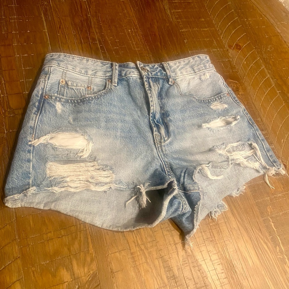 Distressed Light Blue Denim Shorts Size 6